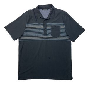 Travis Mathew Golf Shirt Mens L Large Charcoal Striped Pima Cotton Pocket Polo